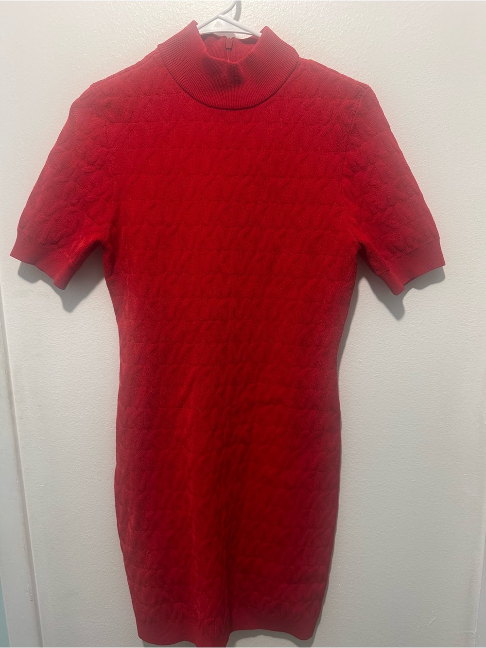 Michael Kors Red Short-Sleeve Turtleneck Mini Dress - Picture 3 of 8